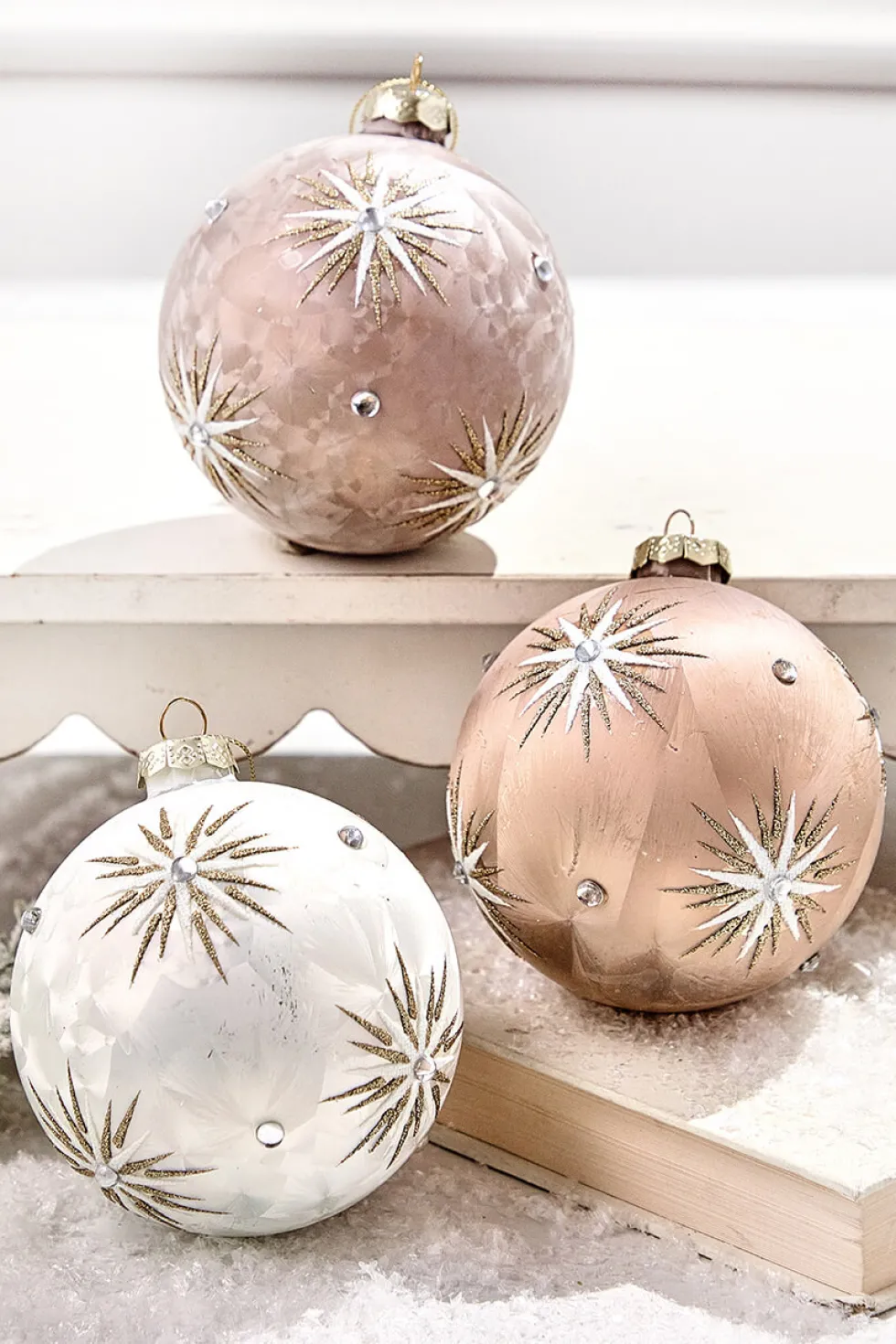 5" Frosted Starburst Glass Ornament