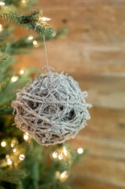 5” Frosted Vine Ball Christmas Ornaments