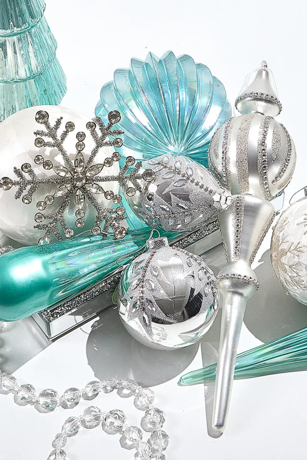 14" Frosty Blue Glass Icicle Ornament