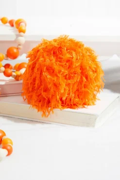 4" Furry Orange Fabric Ball Ornament