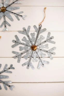 8” Galvanized Metal Snowflake Ornament