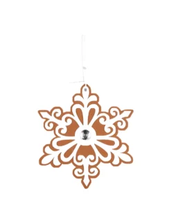 9” Gingerbread White Snowflake Ornament