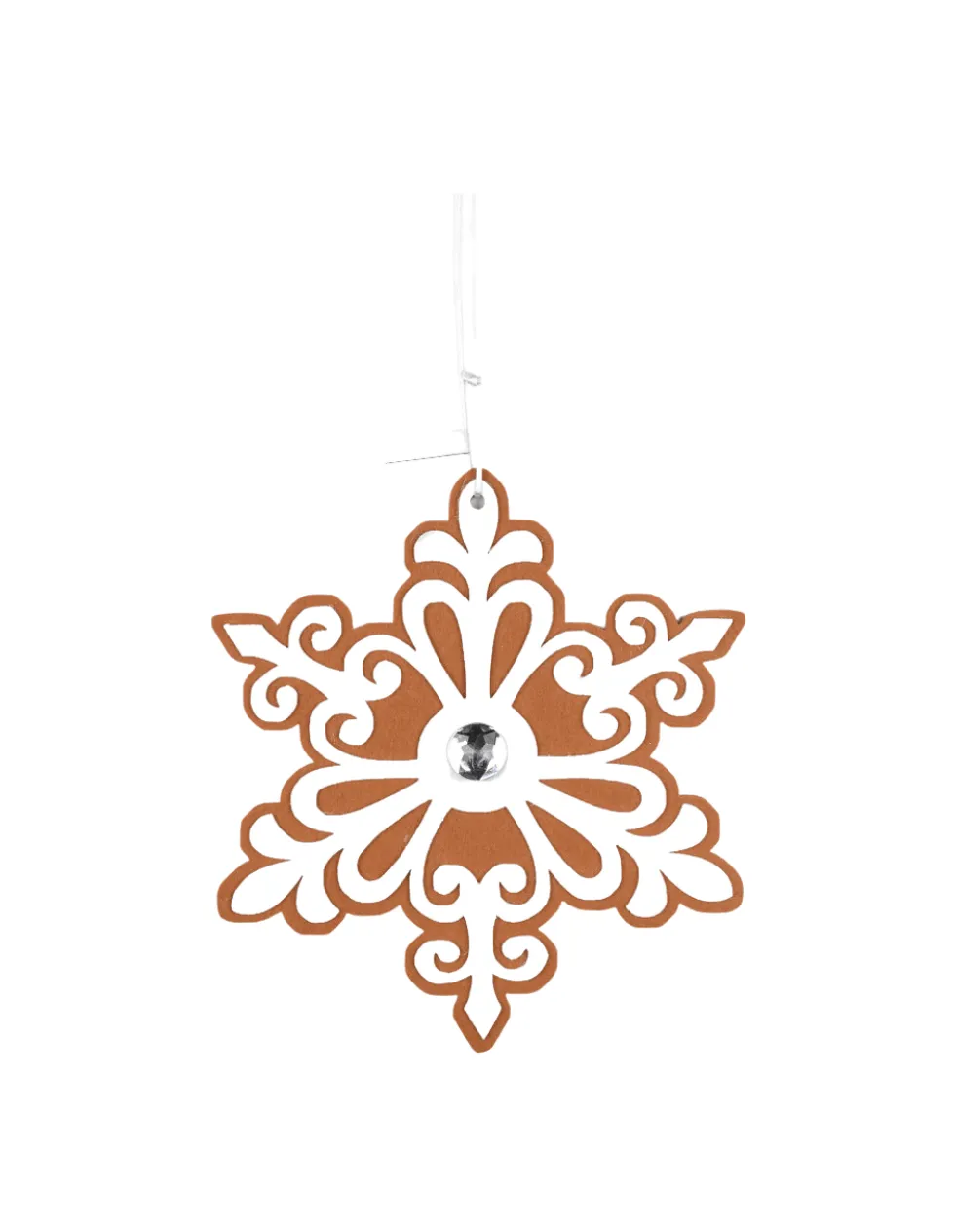 9” Gingerbread White Snowflake Ornament