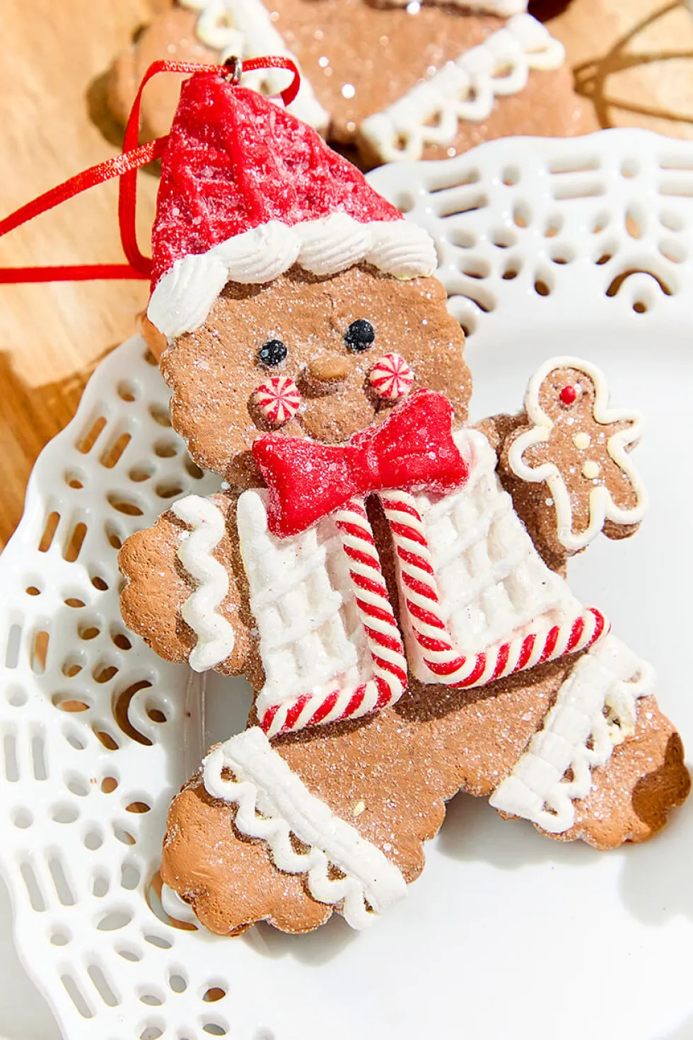 5" Gingerbread with Santa Hat Ornament