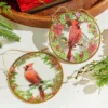5" Glass Disc Cardinal Ornament