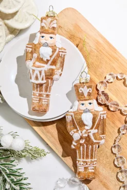 6.5" Glass Gingerbread Soldier Ornament