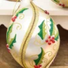 5" - 7" Glass Holly Ball & Finial Ornament