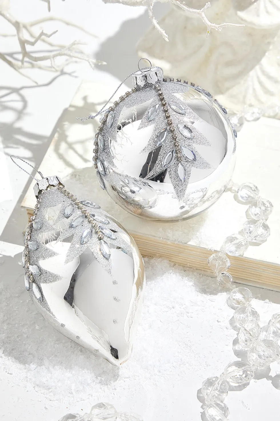 4" - 5.5" Glass Jewel Ball & Finial Ornament