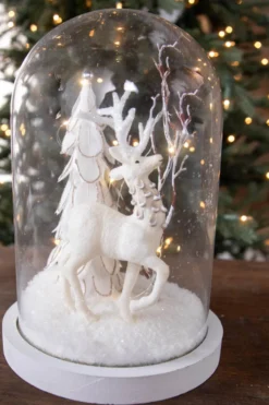 Glass Light Up Reindeer Cloche