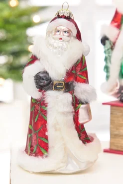 8" Glass Santa Ornament