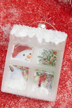 4.5” Glass Snowman in Window Ornament