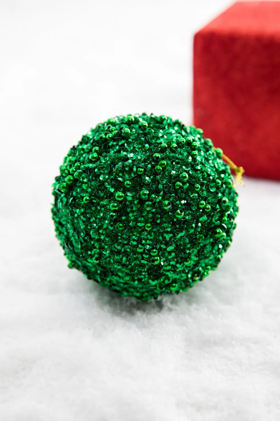 3.5" Glitter Ball Ornament - Green