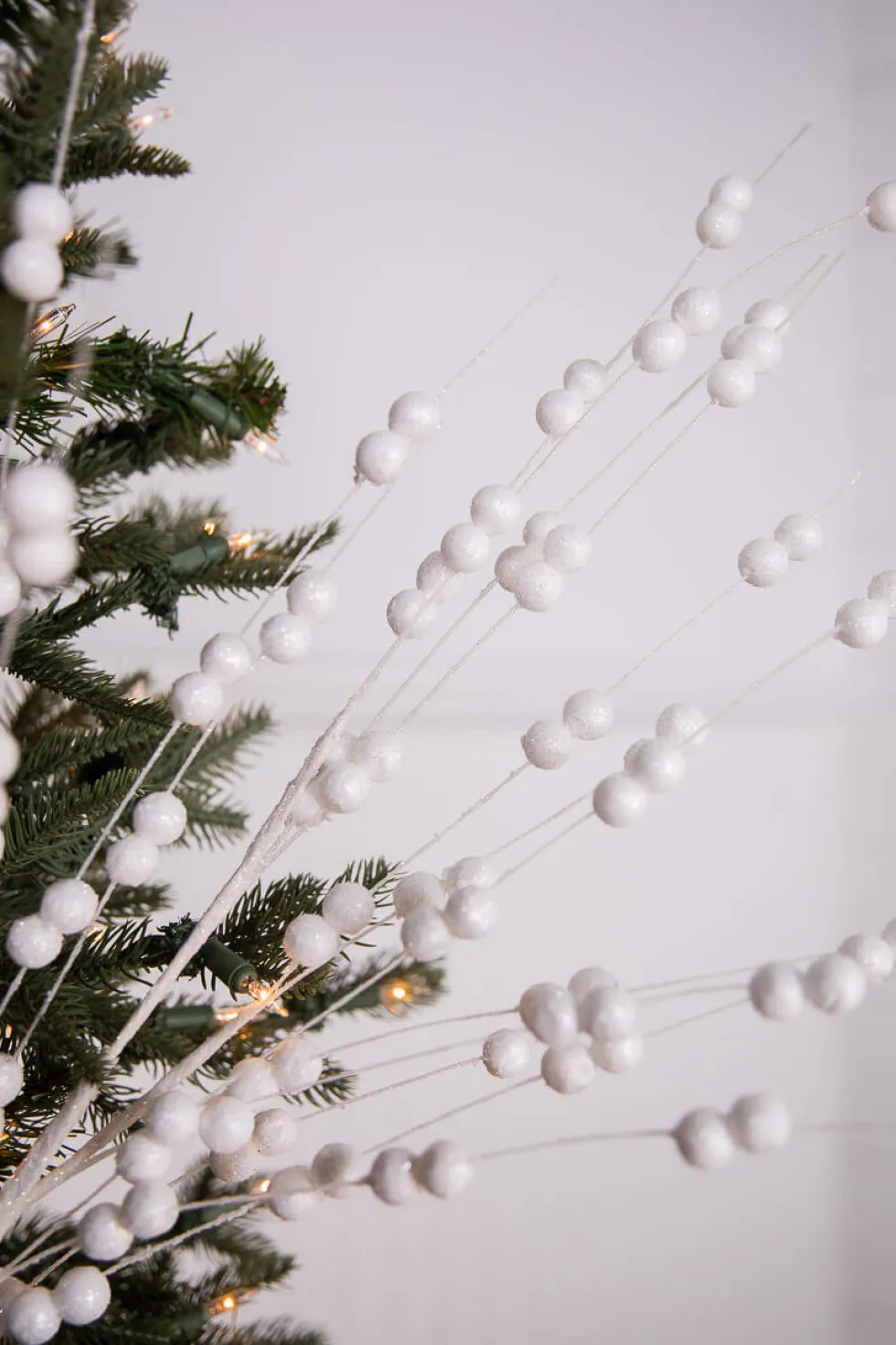 33” Glitter Berry Spray - White