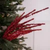 33” Glitter Cluster Berry Spray - Red