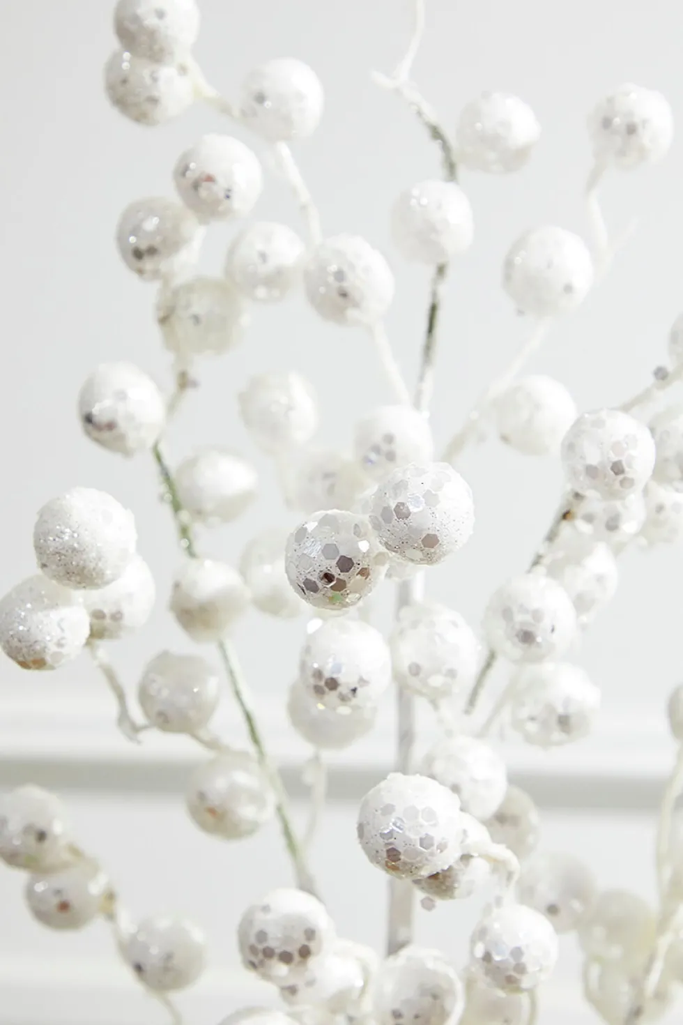 29” Glitter Crabapple Spray - White