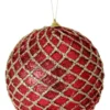 6” Glittered 2 Tone Net Ball Christmas Ornaments - Red/Gold