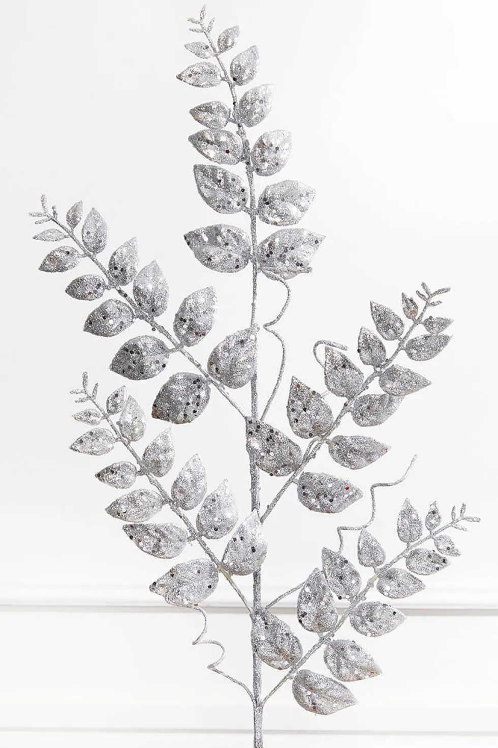 35” Glitter/Mica Later Fern Spray Silver