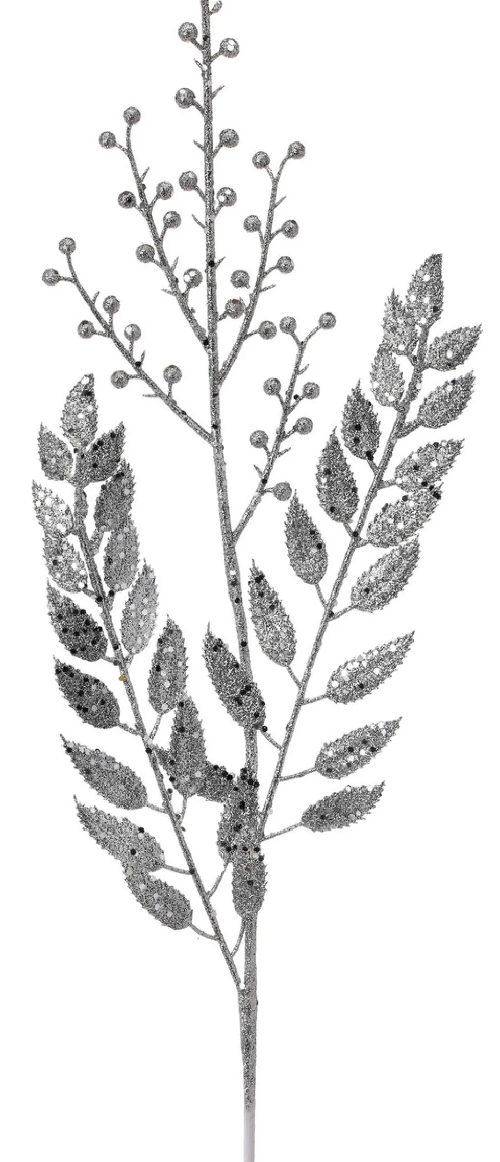 29” Glitter Smilax Berry Spray - Silver
