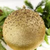 6" Gold Glitter Hanger Ball Ornament