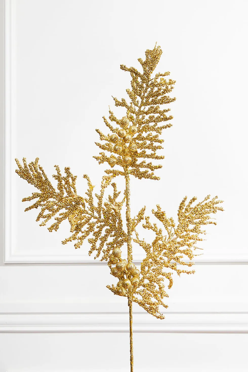36" Gold Glitter Pine Berry Spray