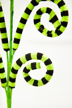 26" Green and Black Striped Curly Spray