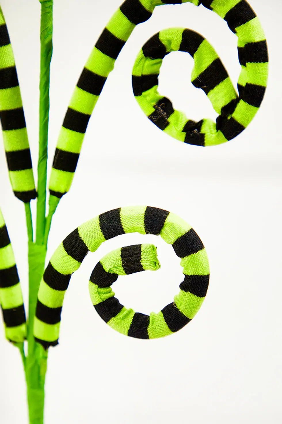 26" Green and Black Striped Curly Spray
