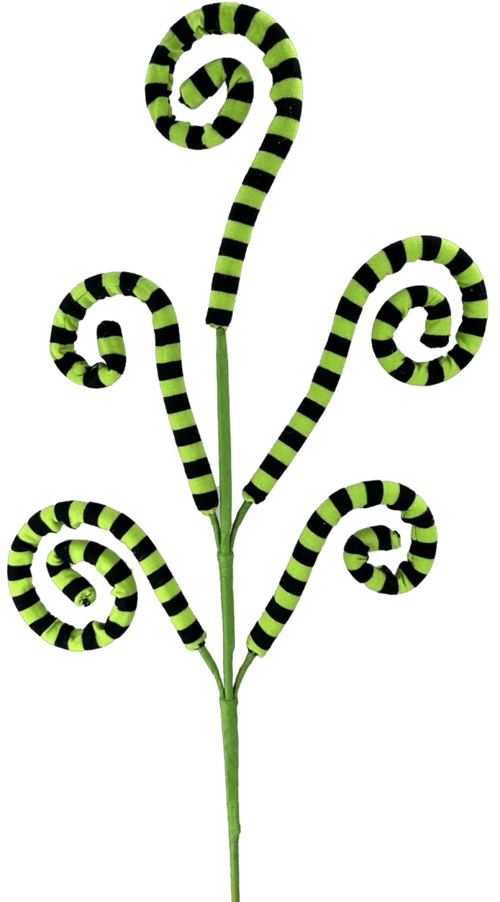 26" Green and Black Striped Curly Spray