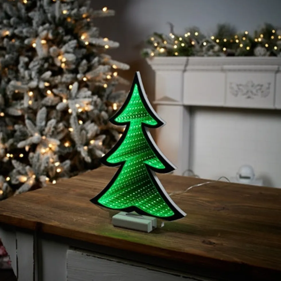 11.75" Green Christmas Tree Infinity Light
