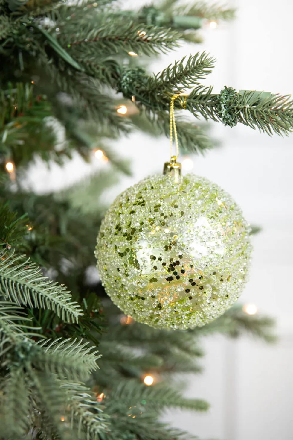 4” Green Clear Swirl Iced Ball Ornament