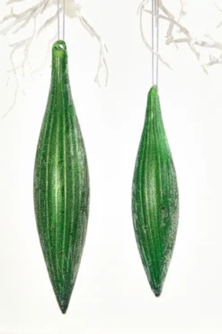 9" Green Glass Ornament