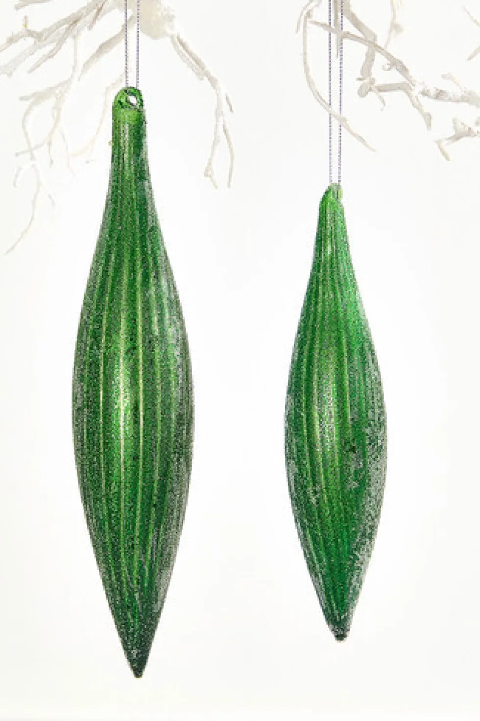 9" Green Glass Ornament