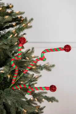 24” Green & Red Curly Stem with Ball