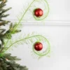 31” Green & Red Glitter Curled Grass Ball Spray
