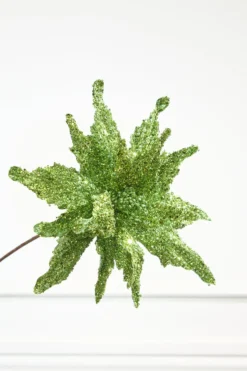 22" Green Sequin Glitter Poinsettia Stem