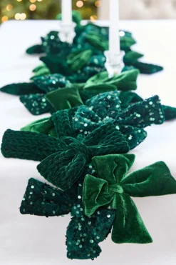 48" Green Velvet Sequin Bow Garland