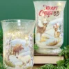 8"H B/O Lighted Glass Deer/Moose Design Hurricane Luminary