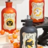 7"H B/O Lighted Glass Halloween Bottle Luminary