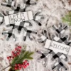 11.8”H Metal Black and White Buffalo Check Plaid Snowflake Ornament