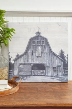 22” Holiday Barn Wall Art