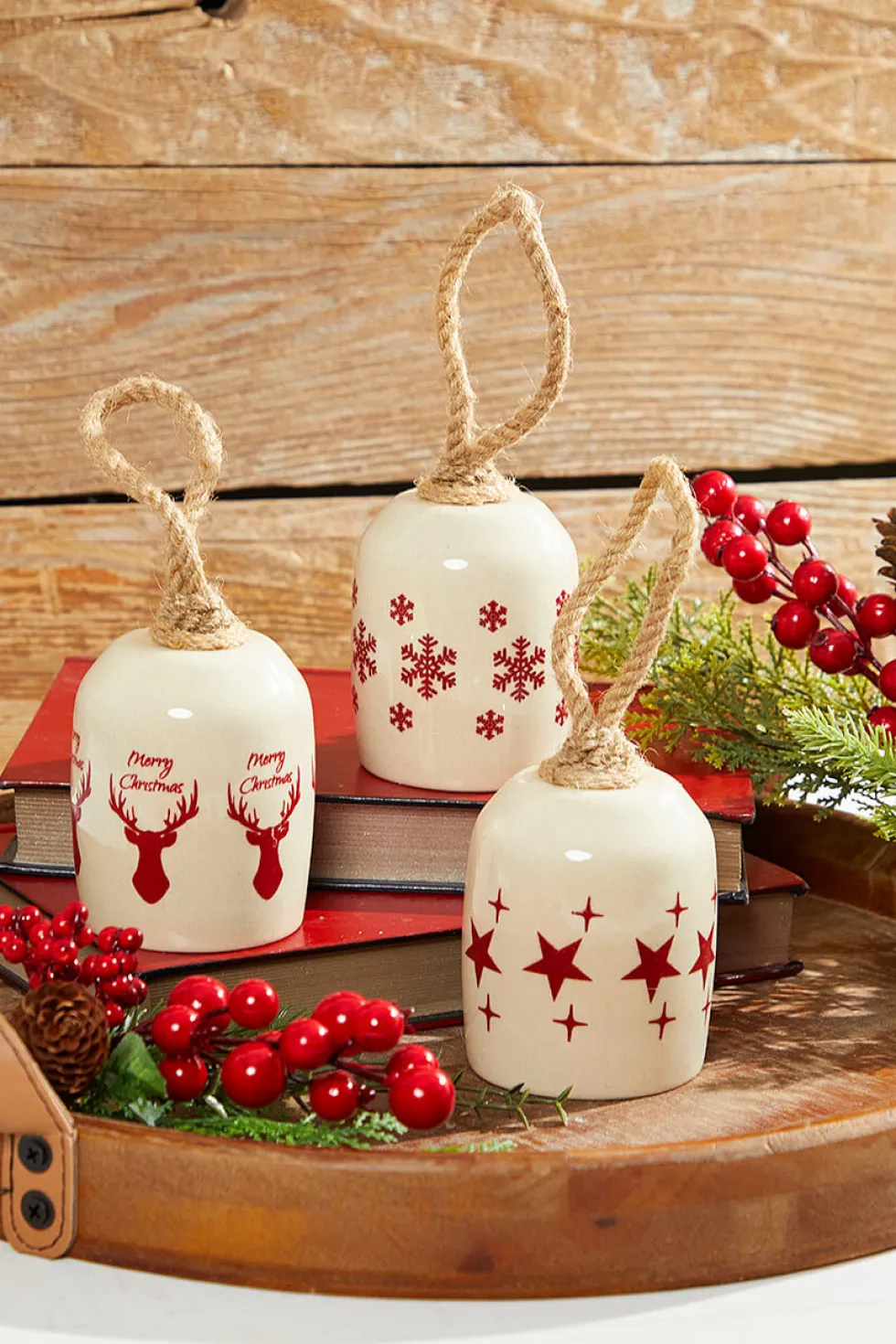 8" Holiday Bell Ceramic Ornament