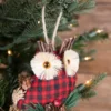 4” Holiday Plaid Owl Ornaments - Set of 3