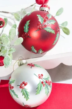 Holly Glass Ornament