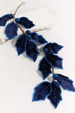5' Holly Leaves Garland - Royal Blue