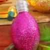 7" Hot Pink Glitter Light Bulb Ornament