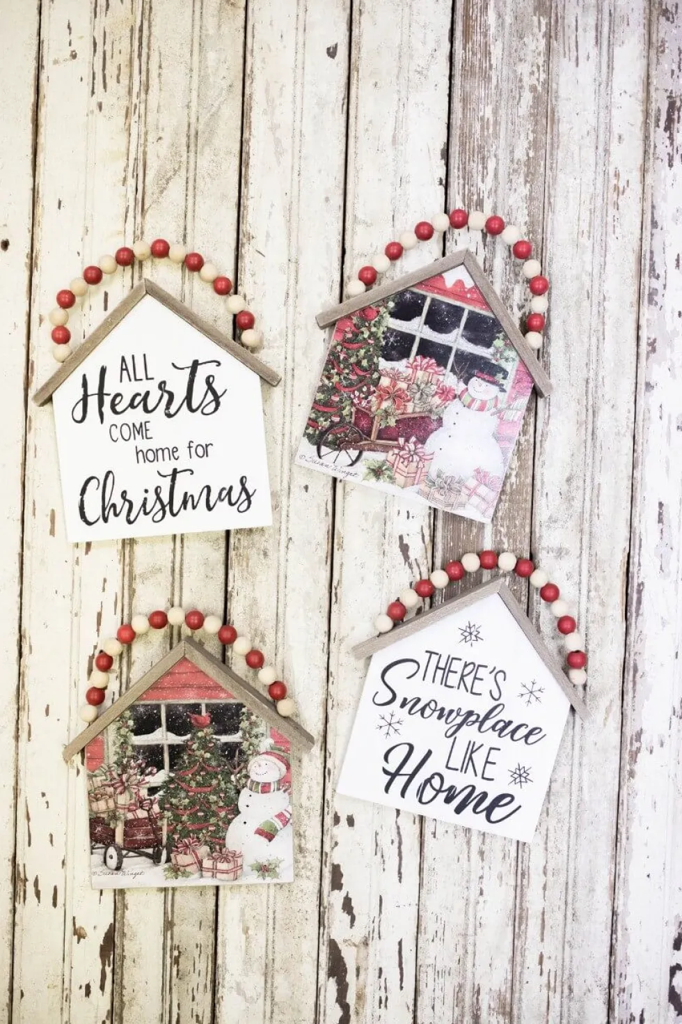 7.5”H Snowman Wall Hanging with Beaded Hanger