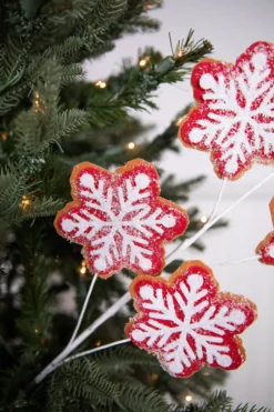 26” Iced Red and White Snowflake Spray