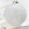4" - 5.5" Icy Beaded White Glass Ornament