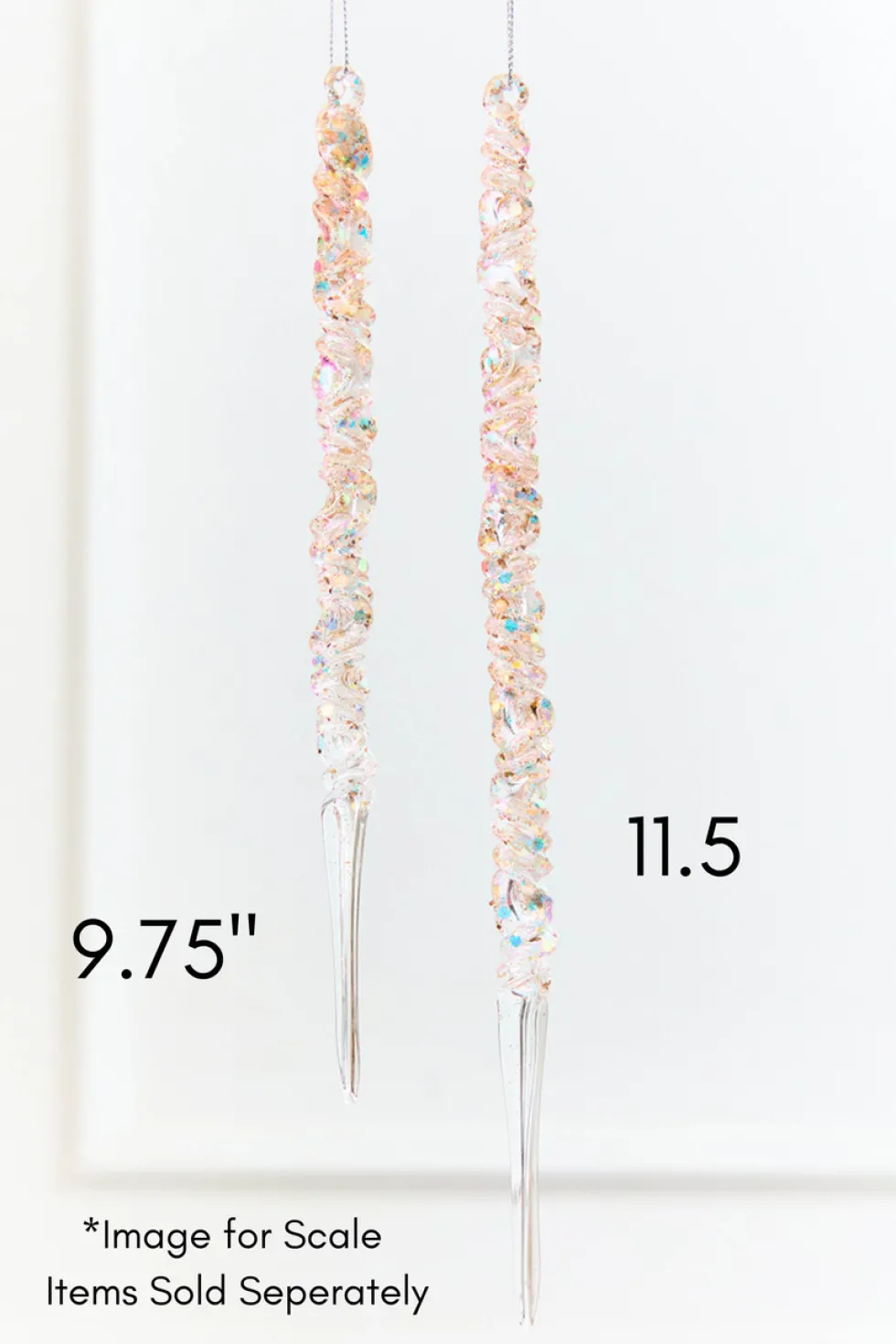 11.5" Iridescent Glass Icicle Ornament