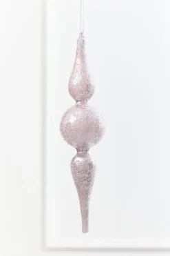 12" - 13" Iridescent Glitter Finial Glass Ornament