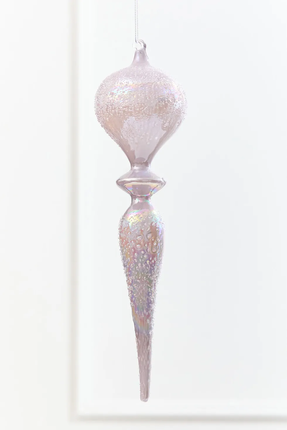 12" - 13" Iridescent Glitter Finial Glass Ornament